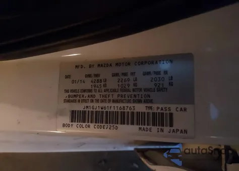 2015 Mazda Mazda6 I Grand Touring from USA, damaged, VIN JM1GJ1W61F1168763